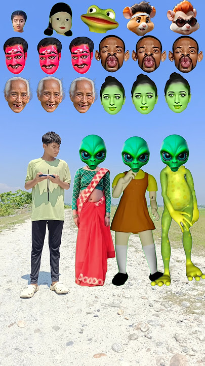 Aha Tamatar Bade Mazedaar song laal sarees bhabhi & green frog vs cartoon doll hand matching mobile