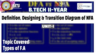 Types of F.A | Definition of NFA, Designing &amp; Transition Diagram of NFA, Questions on NFA | UNIT 1 |