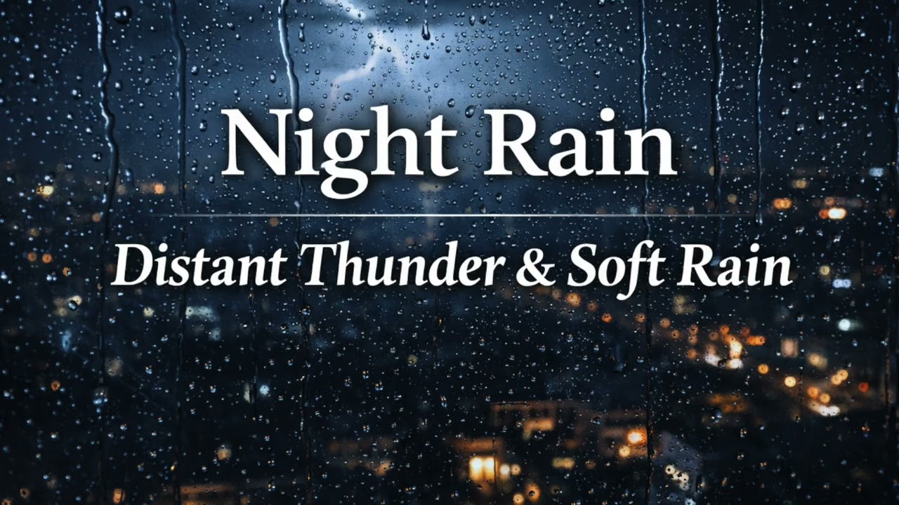 Night Rain | Distant Thunder & Soft Rain – 3 Hours of Calm Storm