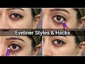 3 eyeliner styles  eyeliner hacks for beginners  using plum kajal