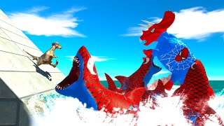 DINOSAURS MARVEL SUPER HERO vs  Aquatic Predators  - Animal Revolt Battle Simulator