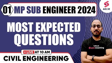 MP Sub Engineer 2024 Civil Engineering | Most Important Questions | By Vaibhav Sir