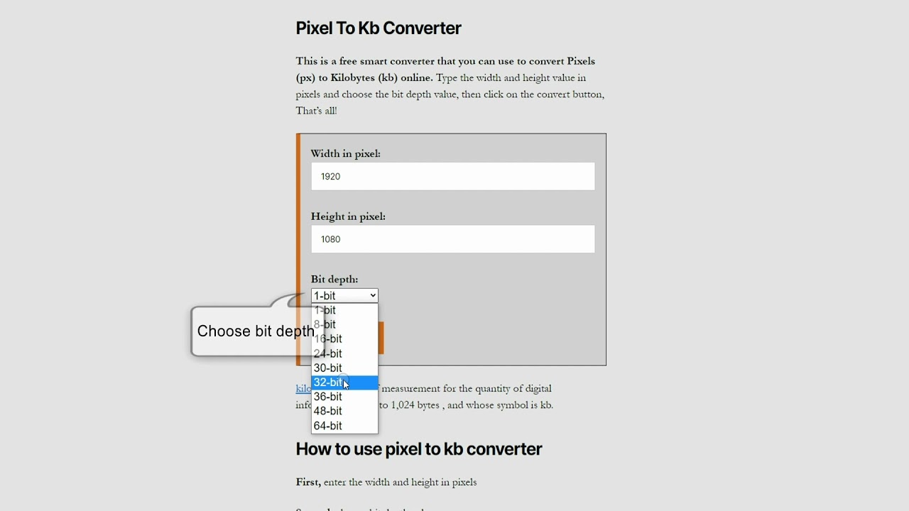 Pixel To Kb Converter