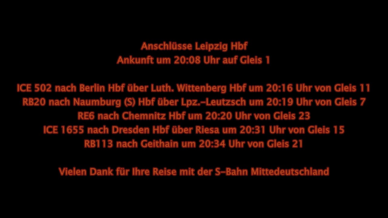 einzelne Ansagen aus der S5 Halle (Saale) Hbf - Altenburg Stand: 05.06.2020