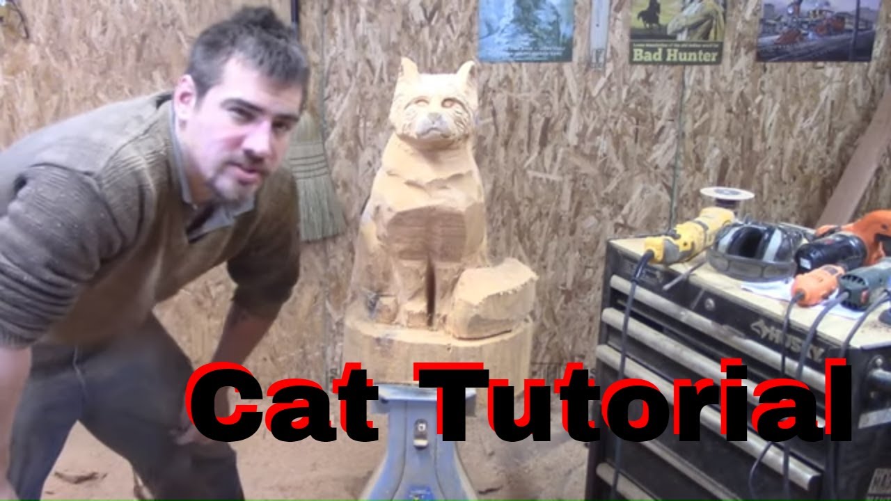 Chainsaw Carving Cat Tutorial YouTube