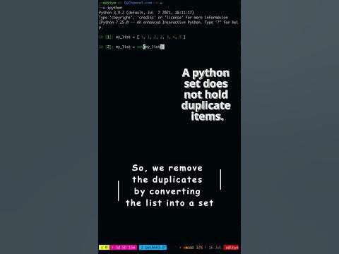 Remove Duplicates From Python List | Using Sets | #Shorts by OsChannel ...