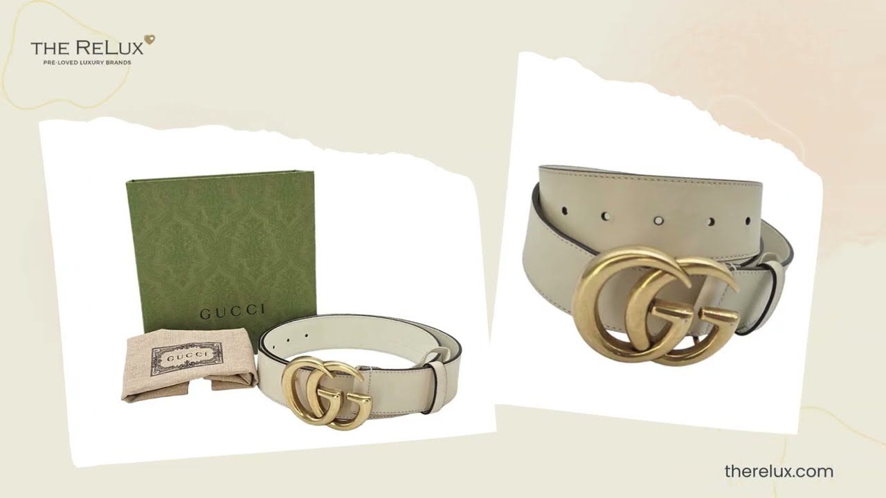 White Gucci Marmont GG Belt w/ Box & Dust Bag 95 IT US 38 Gucci Marmont Monochrome Chain Belt Bag- Mystic White  main image 2