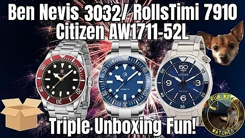 Ben Nevis 3032 / RollsTimi 7910 / Citizen AW1711-52L Watch Triple Unboxing Fun