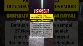RESMI‼️Bantuan sosial jenis ini akan ditunda penyalurannya sampai 27 November #pkh #bpnt #bansos