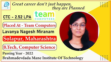Congrats, Lavanya | Selected in Team Computers | 2.52 LPA | COMPUTERS SCIENCE, PoY 2022 | Solapur