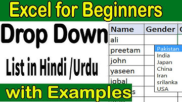 How to Create Drop Down List in Excel in Hindi / Urdu