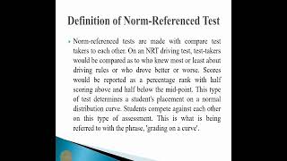 Norm-referenced Tests Vs Criterion-referenced Tests