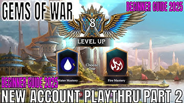 Gems of War New Account Playthrough 2025 Part 2 / Picking Mastery Opening Chests Beginner Guide