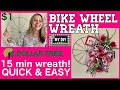 Dollar Tree Bike Wheel Wreath DIY | Quick & Easy Wreath in 15 min! | Spring & Summer Wreath