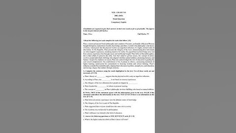 Compulsory English Model Question class 12 (2082) !! Most Important Question Paper for 2082 #shorts