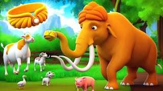 Mammoth's Gold Ring Adventure with Farm Animals Cow, Horse, and Buffalo Cartoon Videos Comedy