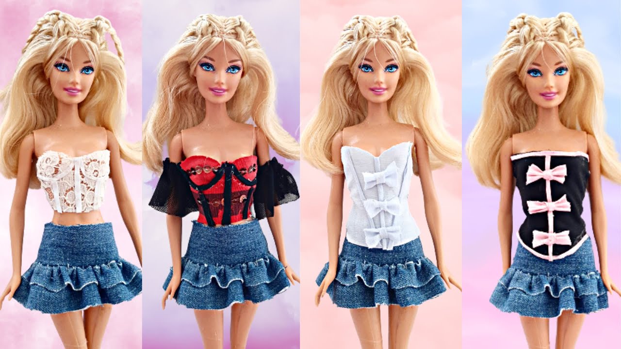 DIY 4 CUTE BARBIE CORSET WITH PATTERN !!miniature ideas to make