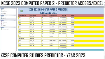 KCSE 2023 PAPER 2 (PRACTICAL) PREDICTOR ~ Ms Access and Ms Excel Quiz