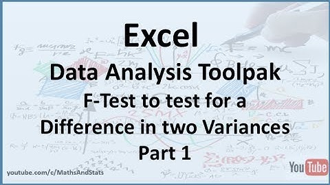 Excel Data Analysis Toolpak: An f-Test for the Difference between two Population Variances - Part 1