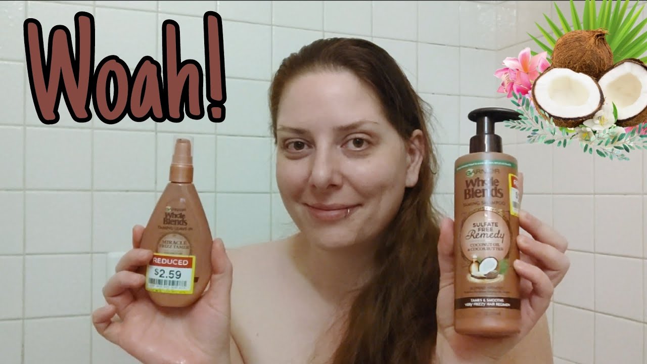 Garnier Whole Blends Frizz Control Shampoo & Miracle Frizz Tamer 10-in-1 Leave-In Treatment