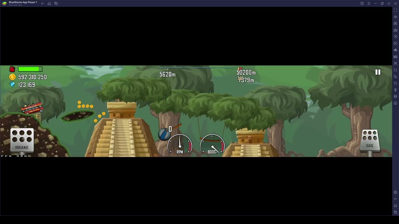 Hill Climb Racing. Tourist Bus on Jungle 7444m