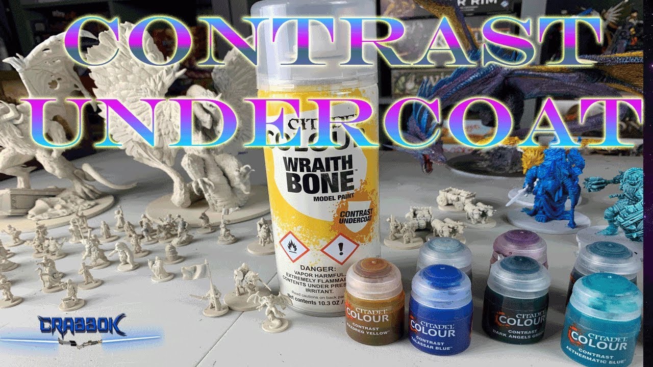 Citadel Contrast Paints - Undercoat Wraith Bone vs White Primer