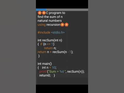 C Program to Print Sum of Natural Number using Function🌼🌼🍁🍁🍁 - YouTube