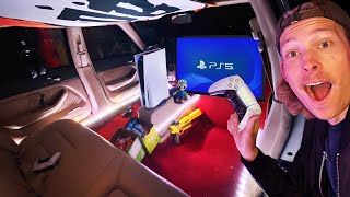 We Built Hidden *PS5* Gaming Room in Abandoned Car!