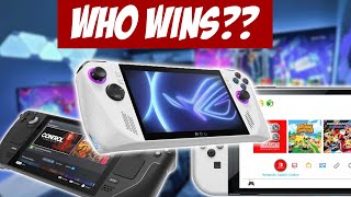 Asus ROG Ally VS Nintendo Switch OLED VS Steam Deck VS GPD Win Max 2 side by side Comparison