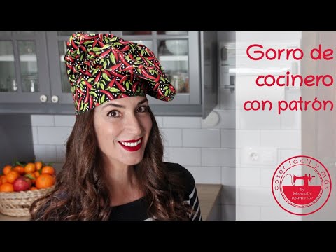 Gorro de cocinero o chef con patrones (adulto y niño)