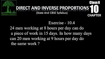 Class 8 Direct and Inverse Proportions Exercise - 10.4