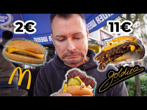 2€ vs. 6€ vs. 11€ BURGER in Berlin | goldies Smashburger vs. Mcdonald's Cheeseburger 🍔🤯🤔