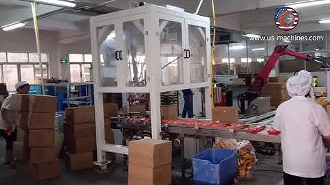 Automatic spide type high accuracy robot hands bag cartoning machine encasing line