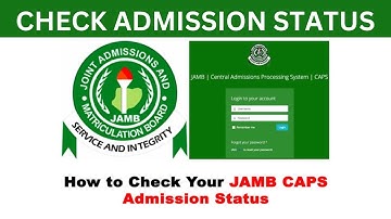 CHECK ADMISSION STATUS IN JAMB PORTAL || Jamb CAPS Admission Status