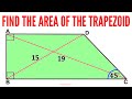 Find the Area of Trapezoid ABCD when only diagonals are known. | Step-by-Step Tutorial