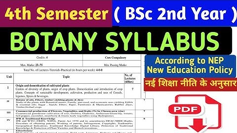 BSc 2nd Year 4th Semester Botany syllabus/4th Semester BSc 2nd Year Botany Syllabus/Botany syllabus