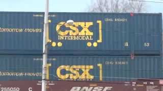 CSX Intermodal Train on Elevated Tracks