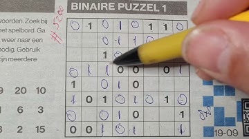 (#5200) Monday. Binary01 Sudoku puzzle. Bonus Extra edition. 09-19-2022 Extra part 3 of 4