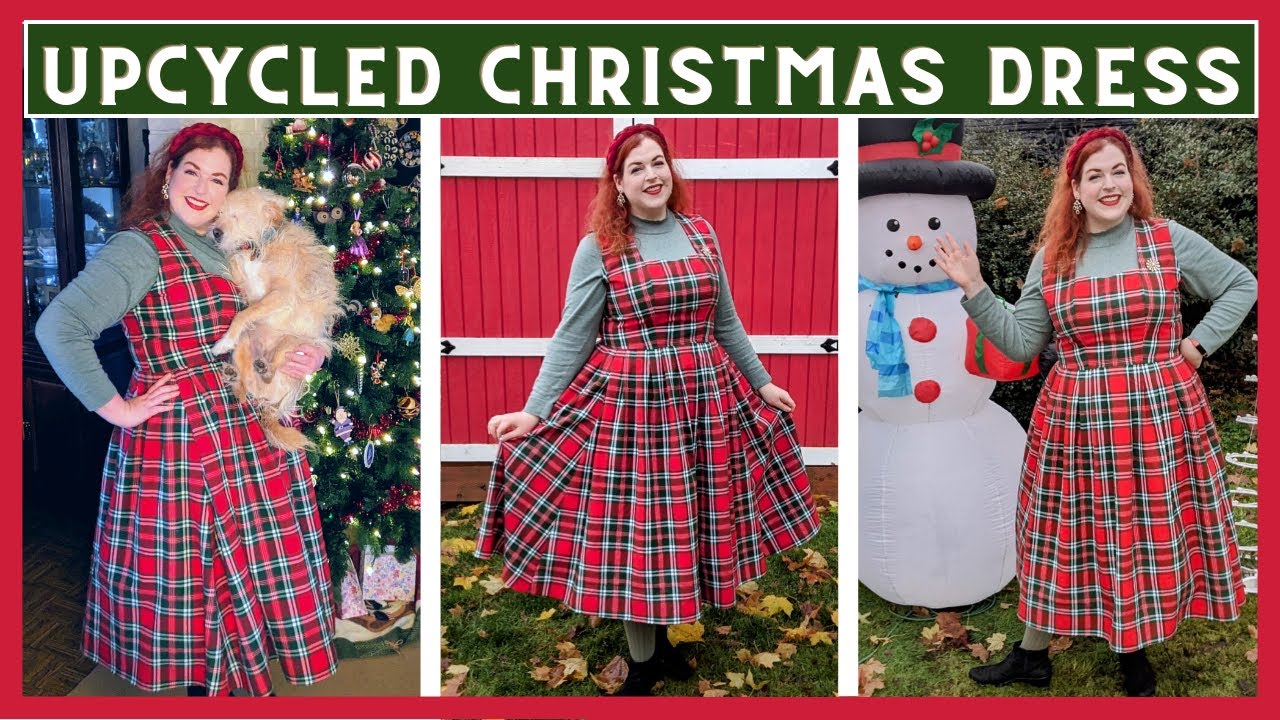 $4 Christmas Dress?! // I Upcycled a dress from a thrifted tablecloth!