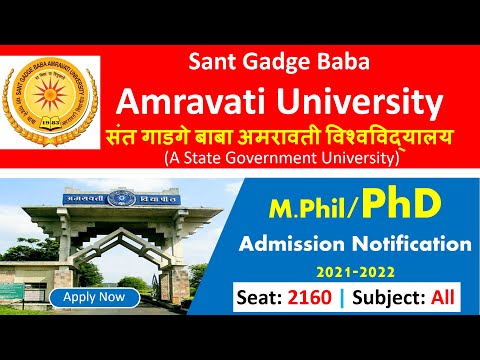 PhD Admission 2021 in Sant Gadge Baba Amravati University | Amravati University PhD Admission Notice