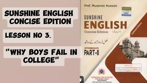 Sunshine english consice Lesson no 3۔||"Why boy fail in College"👆||Questions and Answer🦋||2nd year 🥀