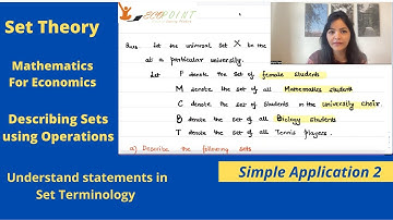 Mathematical Methods For Economics | Simple Application 2 | Set Theory |