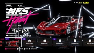 This is the need for speed heat car list. 138 cars in total, hopefully
that grows future... (in middle of video i record my most recent
shoppi...