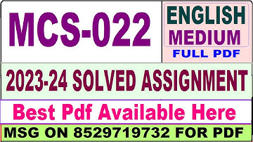 mcs 022 solved assignment 2023-24 / mcs 022 solved assignment 2024 / ignou bca 6th sem mcs022 solved