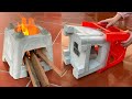 Creative firewood stove from plastic chairs  selfmade ideas from cement