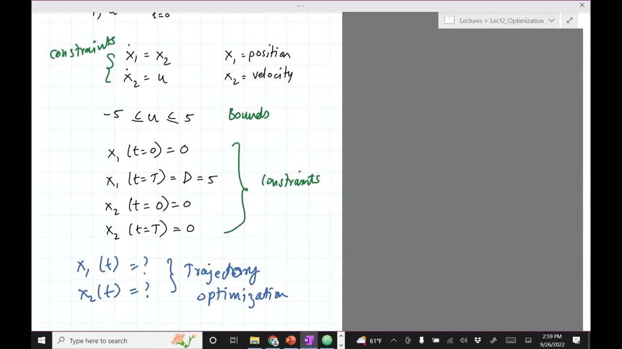Robotics Lec 13a: Trajectory optimization using Collocation (part 1 of ...