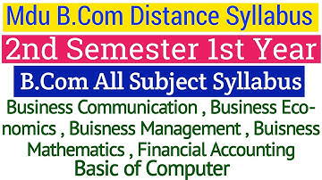 Mdu Distance B.Com 2nd Semester All Subject Syllabus | BCom Second Semester Syllabus | Bcom Syllabus
