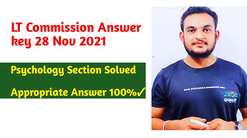 LT Commission Post Code 919 Answer key | Psychology section solved 2021