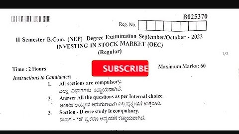 B. A 2nd sem stock market question paper👈📄 #education #2ndpuc #b #nep