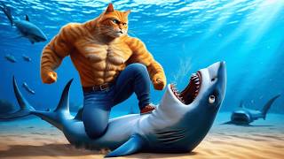 Daddy Fights Shark to Save a Kitten 🐈👊🦈 #ai #cat #catlover #story #cutecat #cute part 2